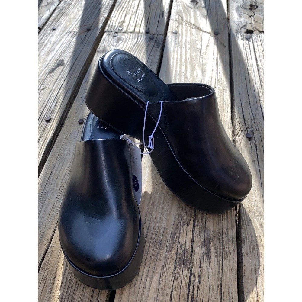 A New Day "Carrie" Black Slip On Mule Clog Women's Size 6 New W/ Marks/ Scuffs